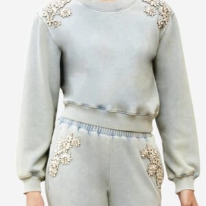 Julie Crystal Patch Sweatshirt - Washed Denim