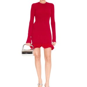 Otto Knit Poplin Combo Dress - Sangria