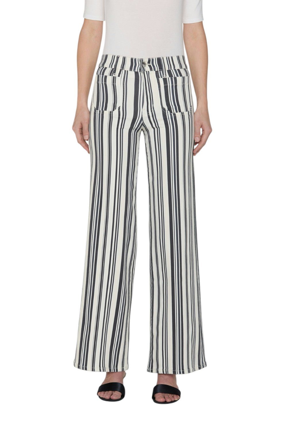 Le Slim Palazzo Modernist Pocket - Navy Stripe - Image 2