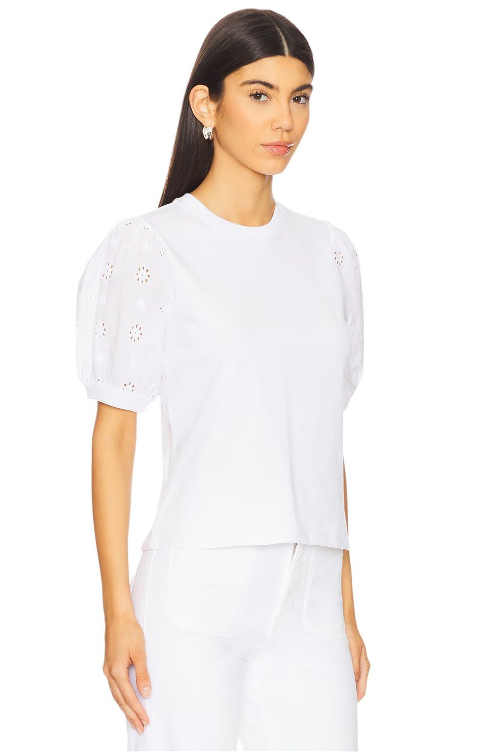 The Lace Sleeve Tee - White - Image 2