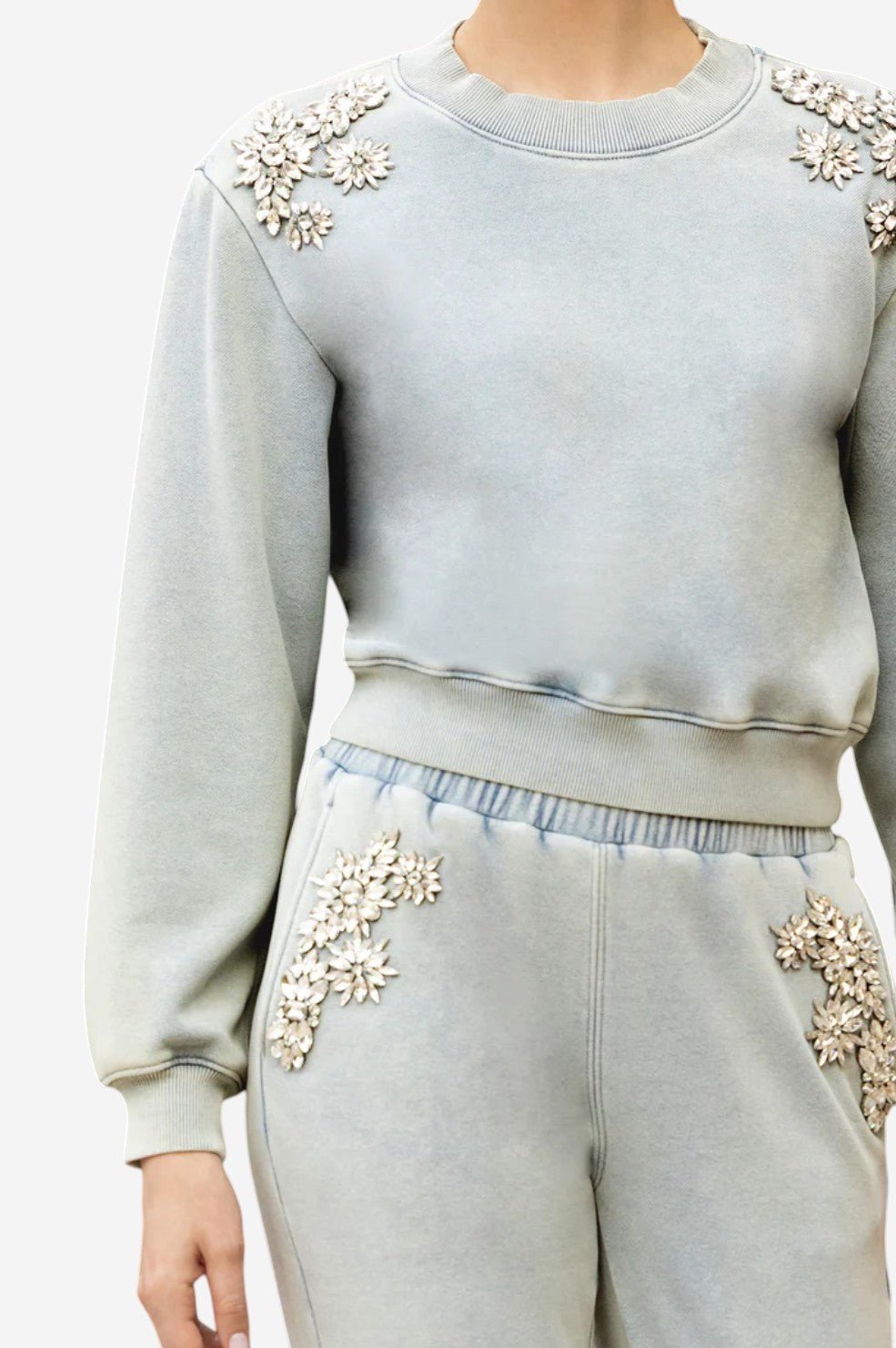 Julie Crystal Patch Sweatshirt - Washed Denim - Image 2