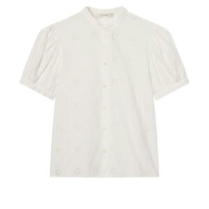 The Eyelet Gathered Top - White