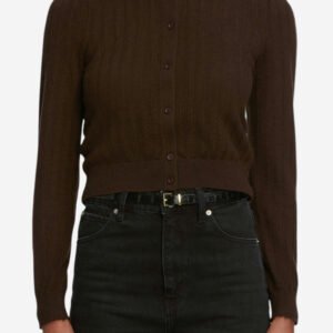 The Ladder Pointelle Cardi - Coffee