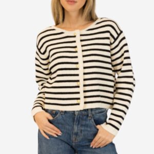 Devon Cardigan - Black And White Stripe