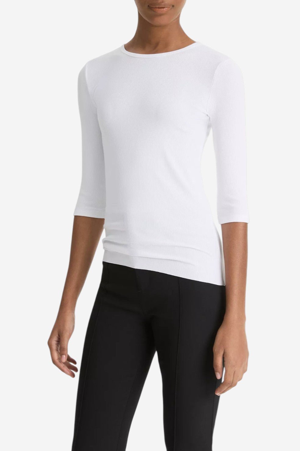 Elbow-Sleeve Crew Neck T-Shirt - Optic White - Image 2