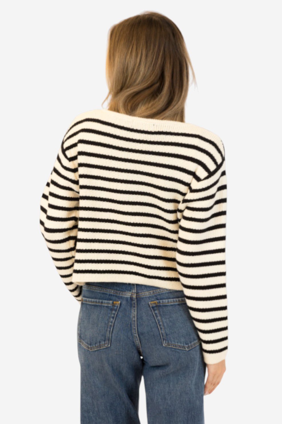 Devon Cardigan - Black And White Stripe - Image 4