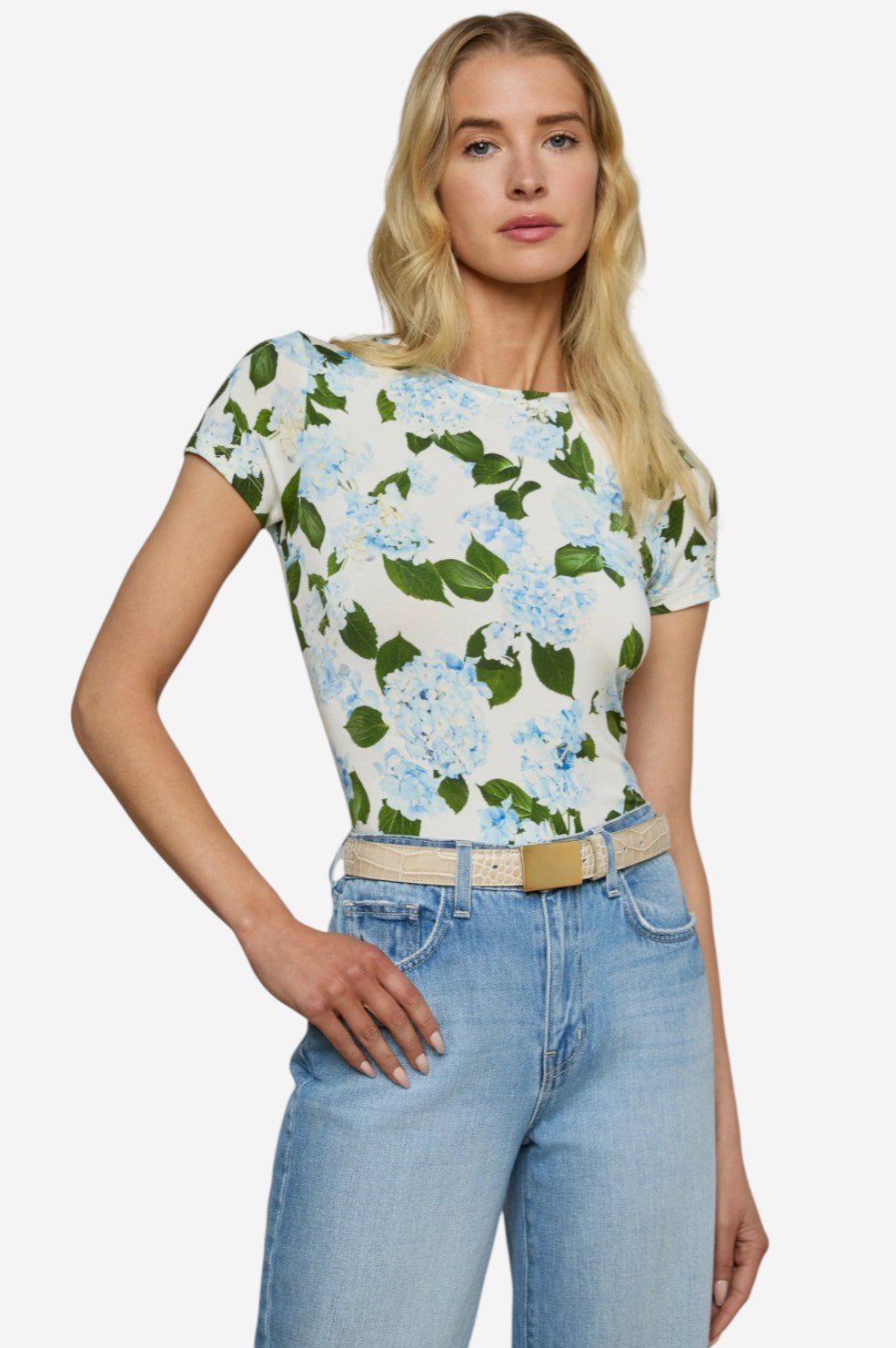 Ressi Tee - Ivory/Light Blue Hydrangea