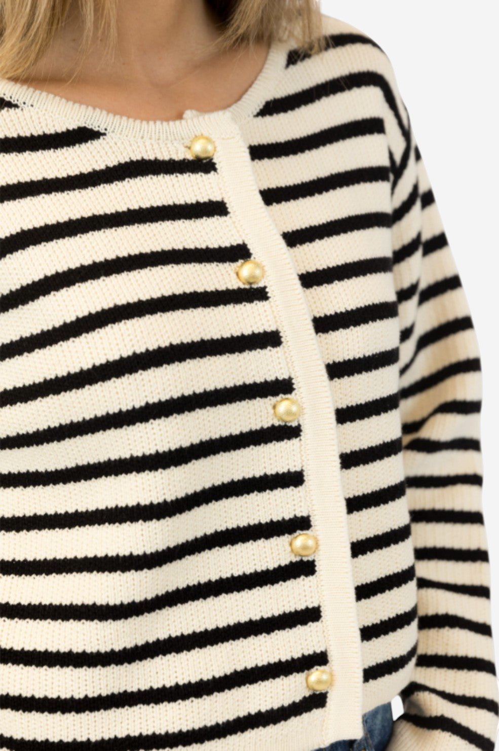 Devon Cardigan - Black And White Stripe - Image 3