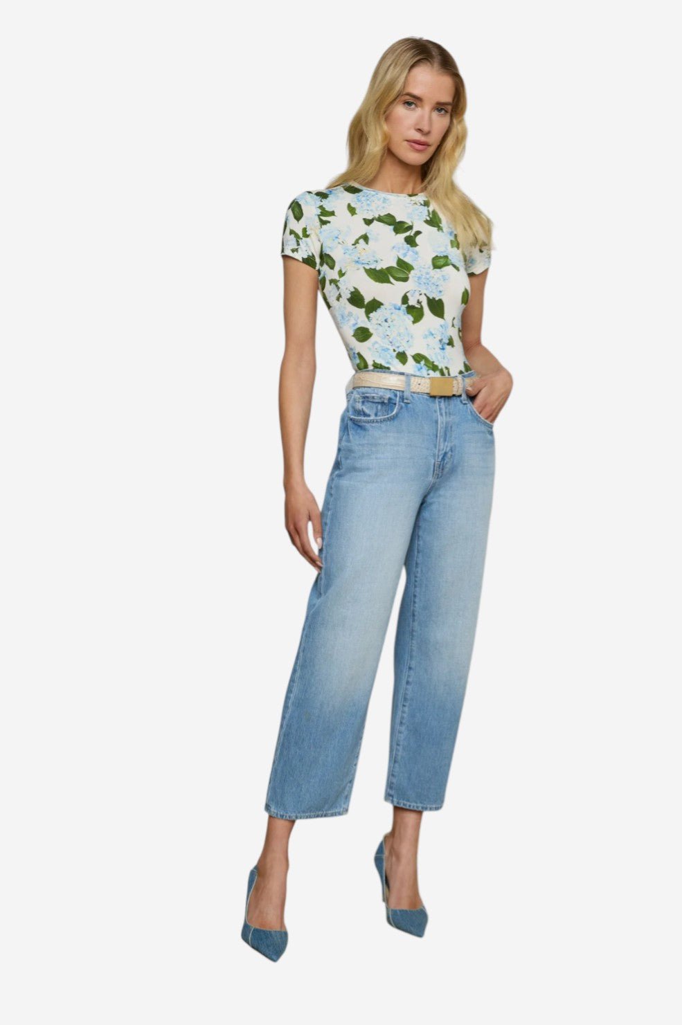 Ressi Tee - Ivory/Light Blue Hydrangea - Image 3