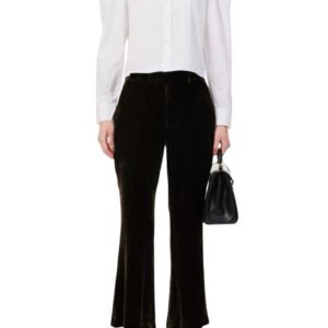 Crop Flare Velvet Trouser - Espresso