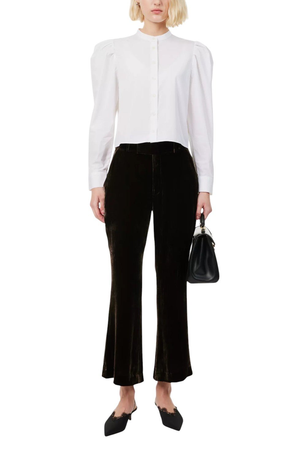 Crop Flare Velvet Trouser - Espresso