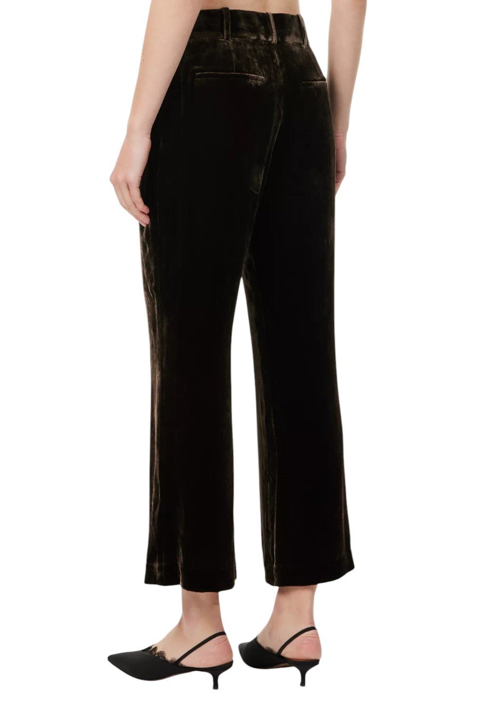 Crop Flare Velvet Trouser - Espresso - Image 3