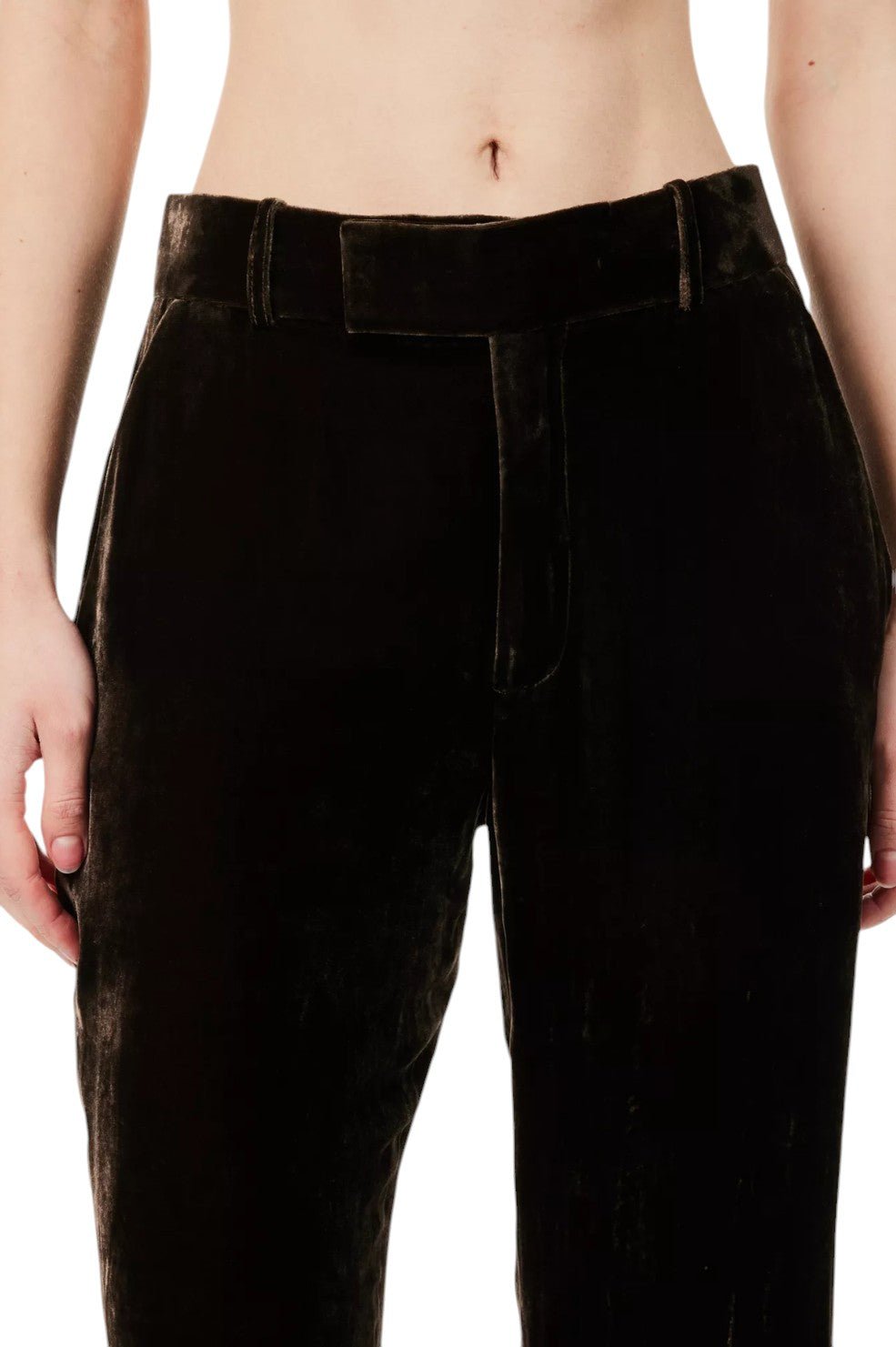 Crop Flare Velvet Trouser - Espresso - Image 2