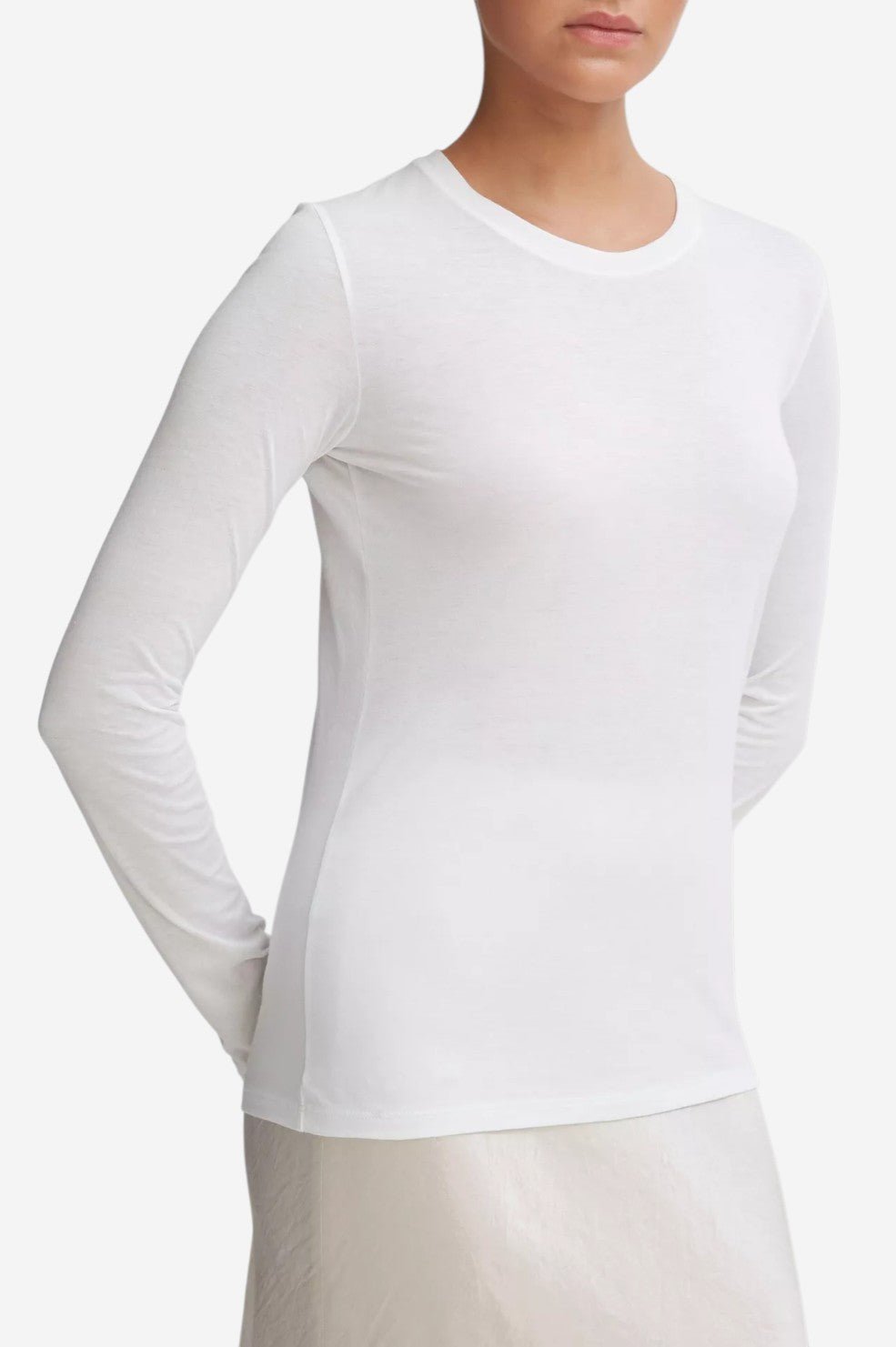 Essential Long Sleeve Crew Neck T-Shirt - Optic White - Image 3