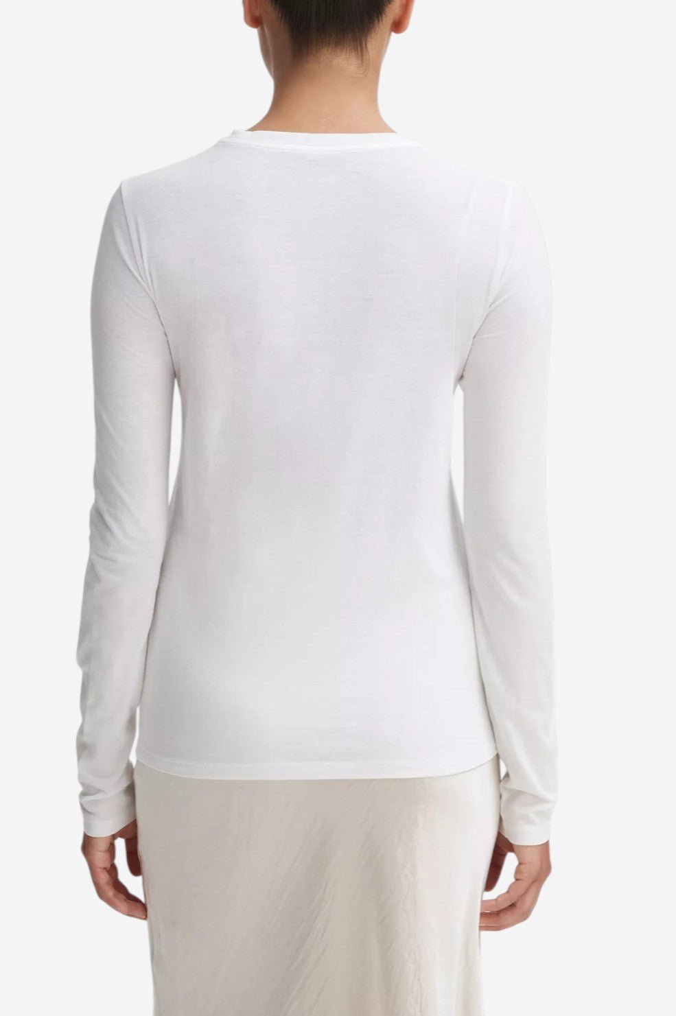 Essential Long Sleeve Crew Neck T-Shirt - Optic White - Image 4