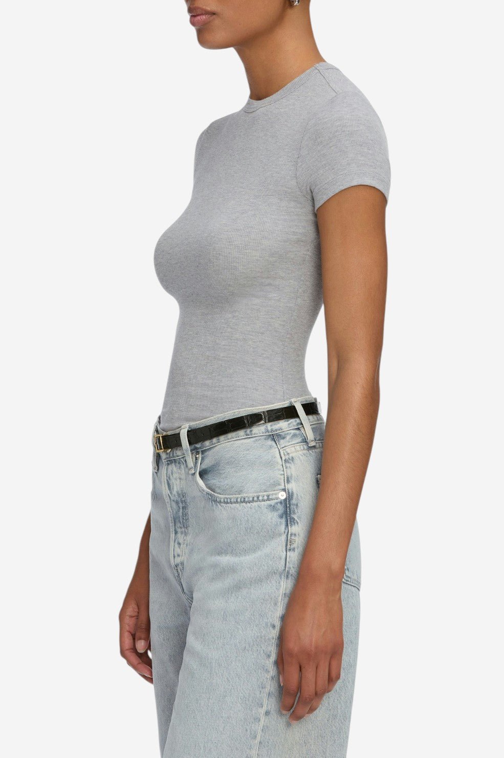 The Rib Baby Tee - Heather Grey - Image 3