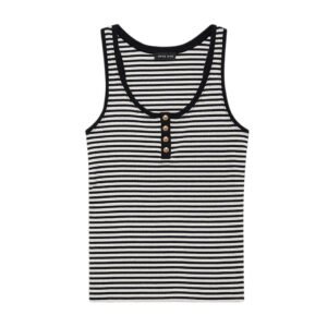 Alessia Tank - Cream And Black Stripe