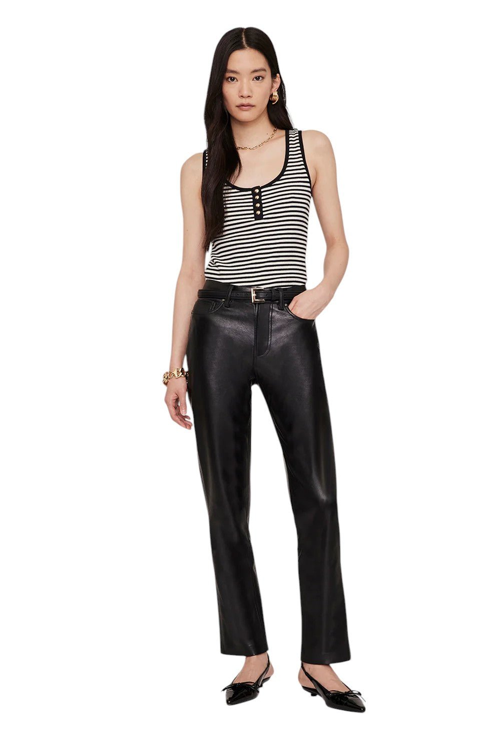 Alessia Tank - Cream And Black Stripe - Image 2