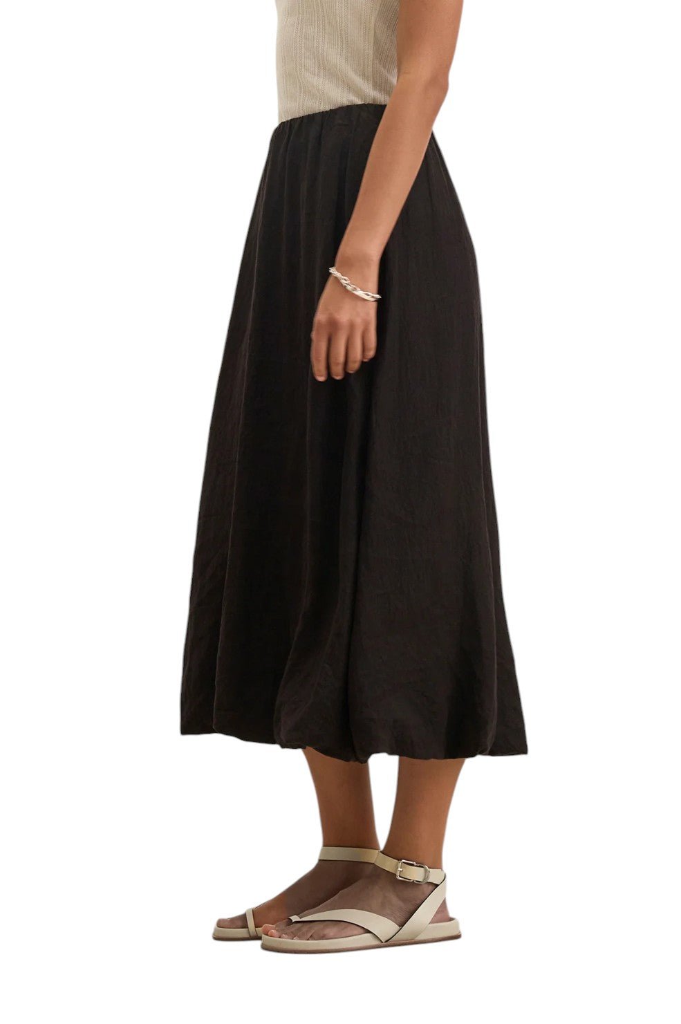 Rachelle Linen Skirt - Black - Image 3