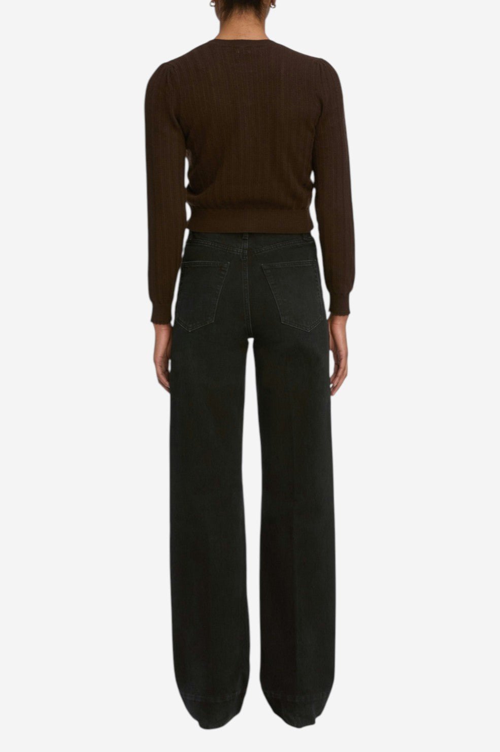 The Ladder Pointelle Cardi - Coffee - Image 4