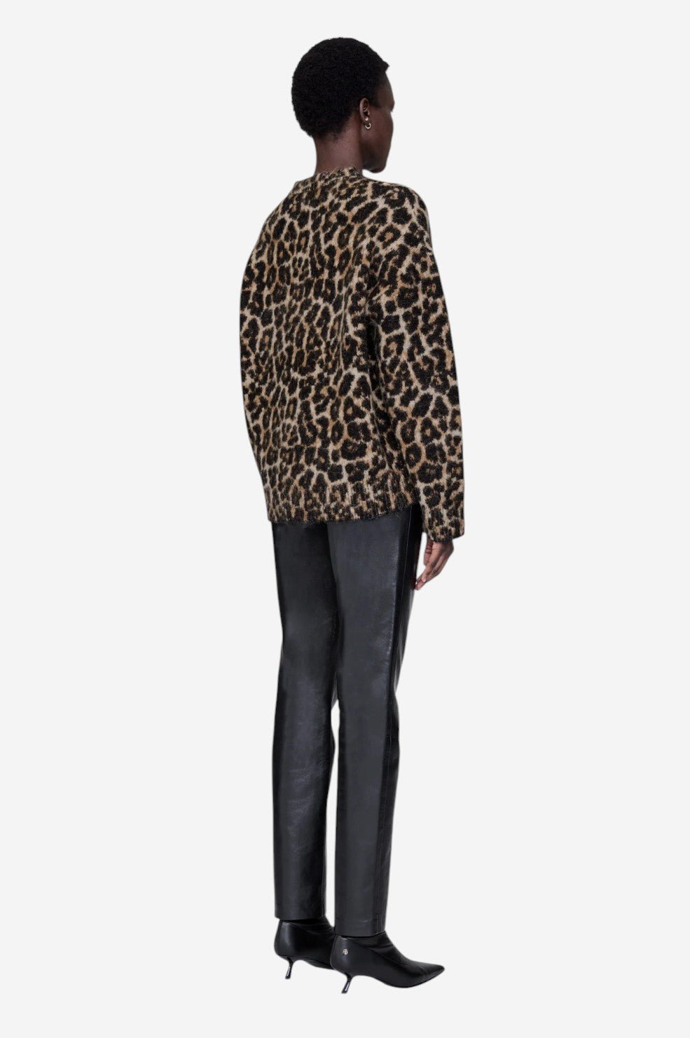 Sydney Crew Sweater - Black And Brown Leopard - Image 2