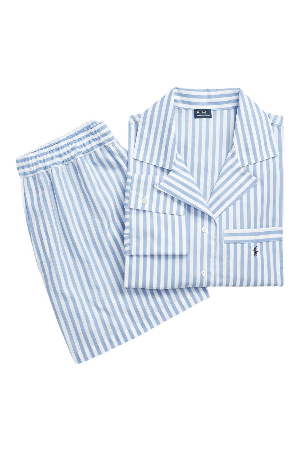 Crop Top & Boxer Poplin Pajama Set - Wide Stripes - Image 4