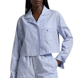 Crop Top & Boxer Poplin Pajama Set - Wide Stripes
