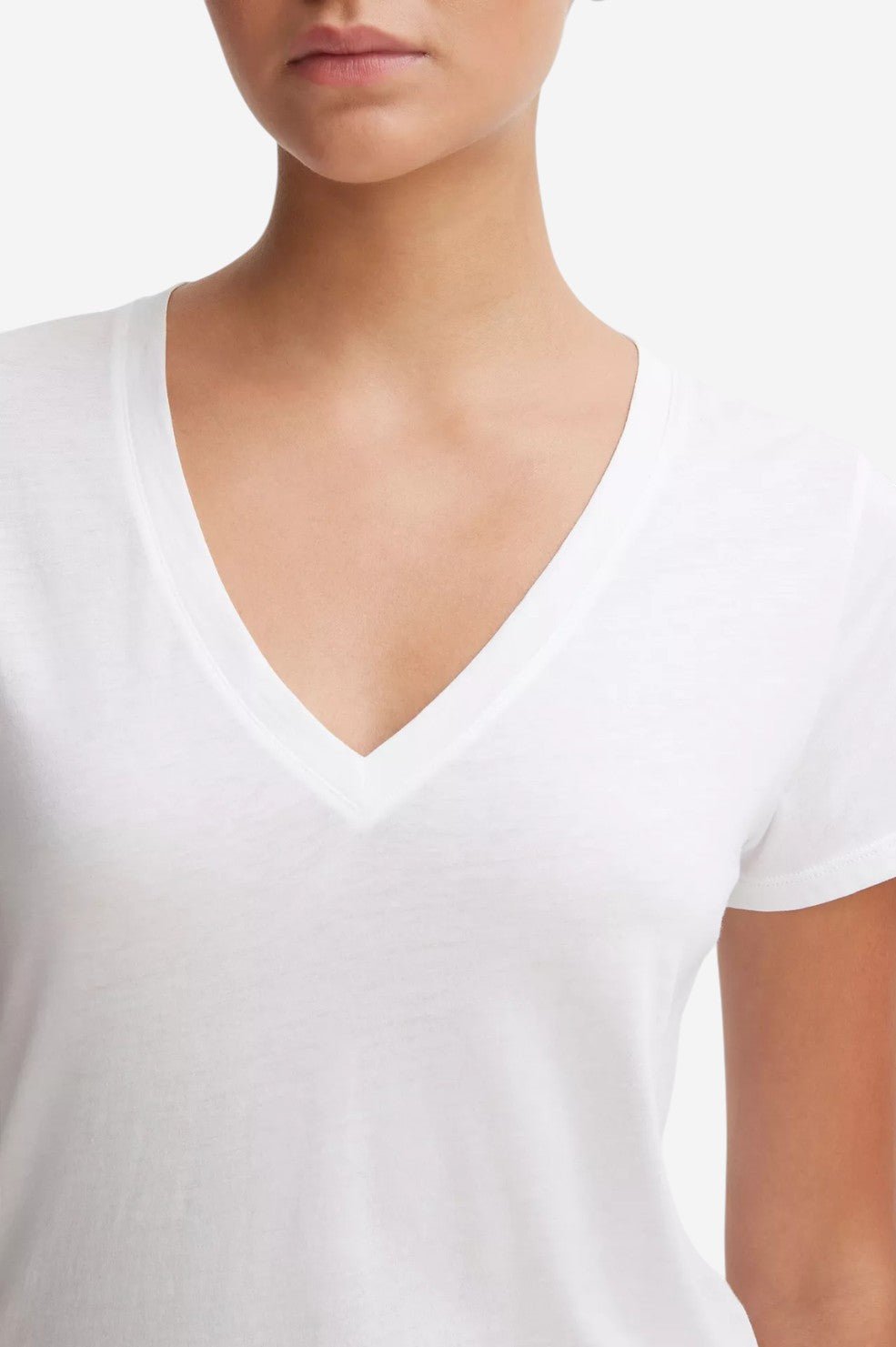 Essential Pima Cotton V-Neck T-Shirt - Optic White - Image 2