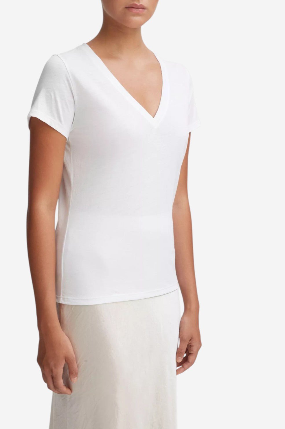 Essential Pima Cotton V-Neck T-Shirt - Optic White - Image 3