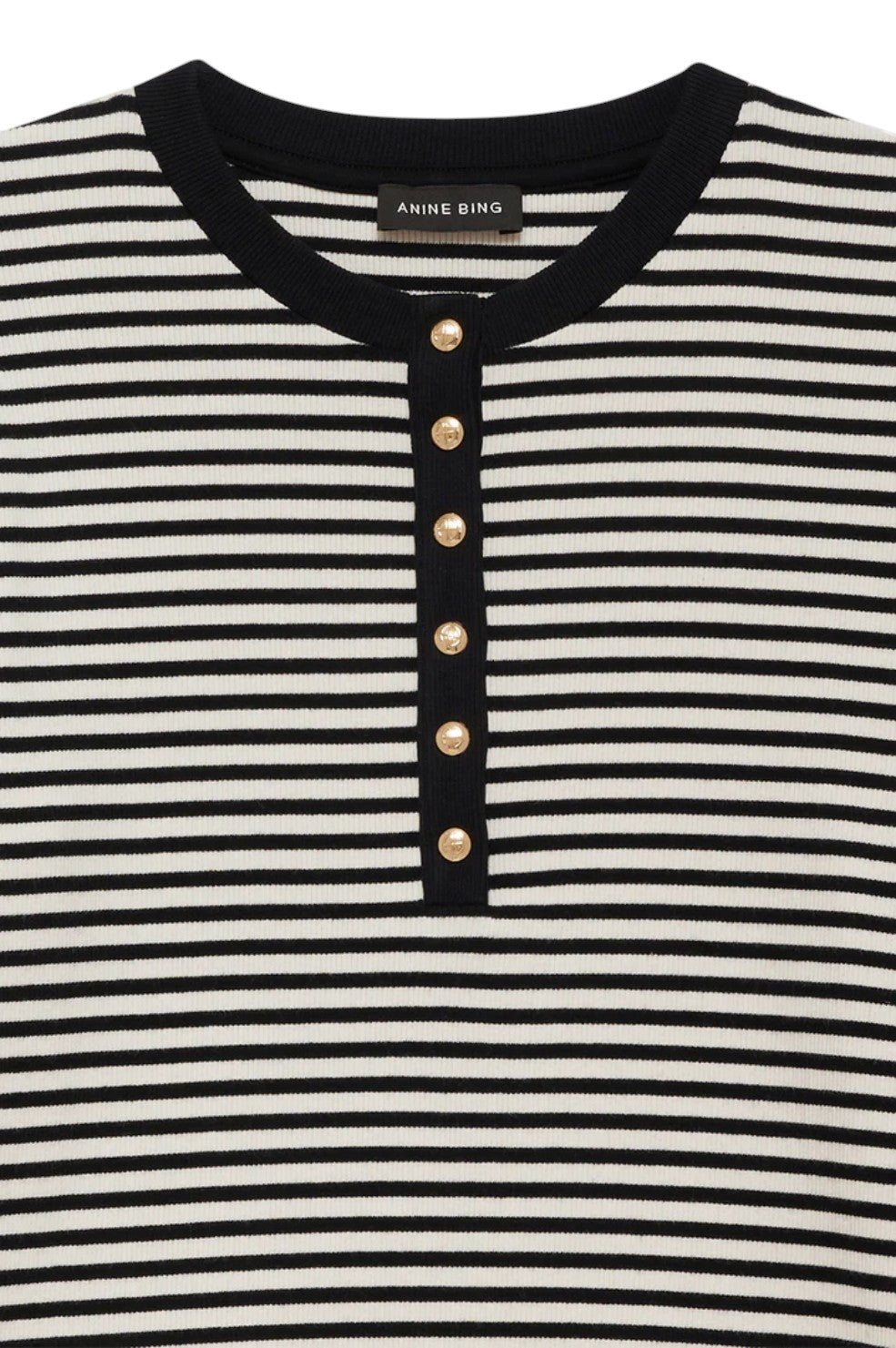 Alessia Long Sleeve Tee - Cream And Black Stripe - Image 4