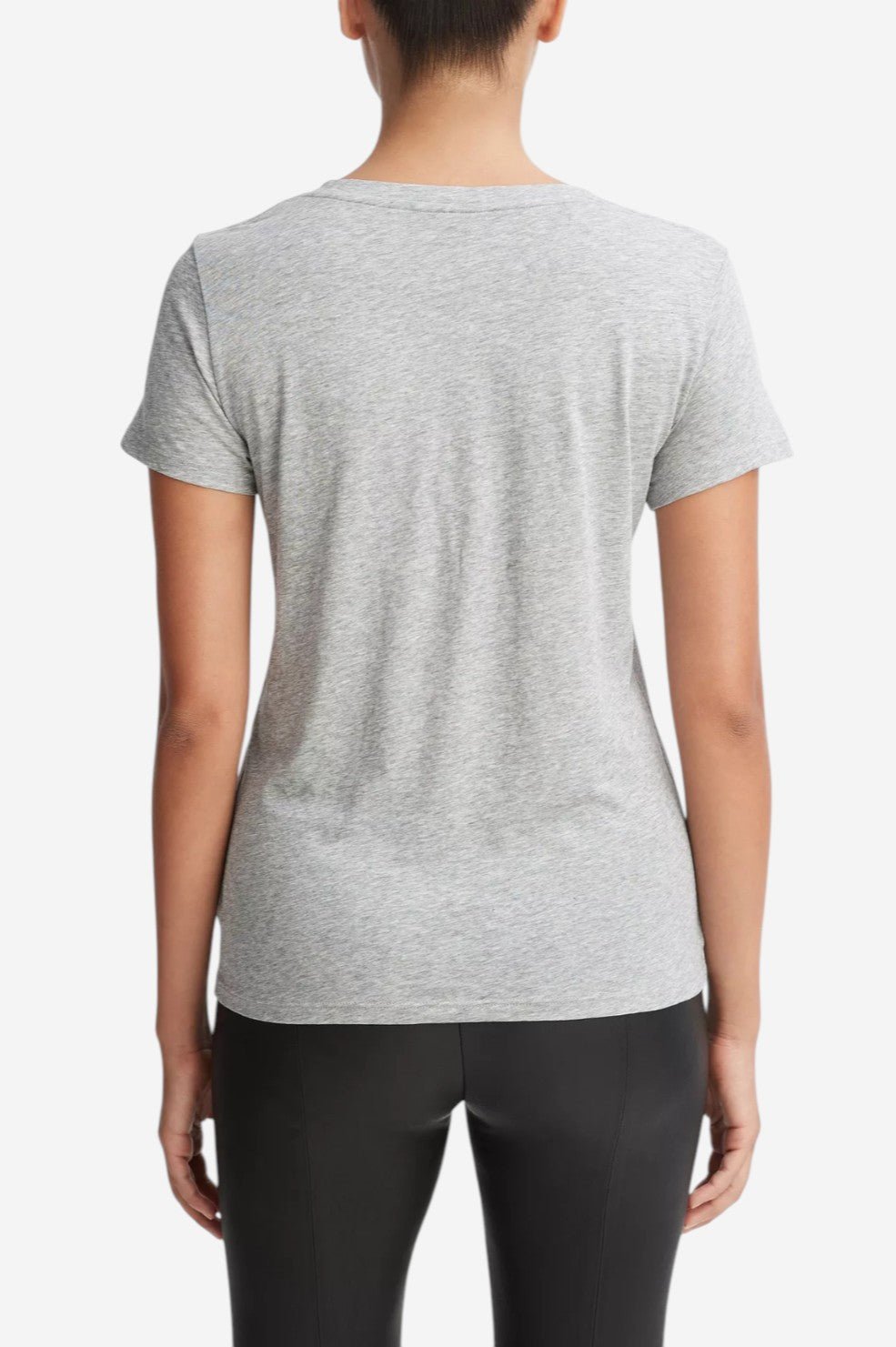 Essential Pima Cotton V-Neck T-Shirt - Heather Grey - Image 4